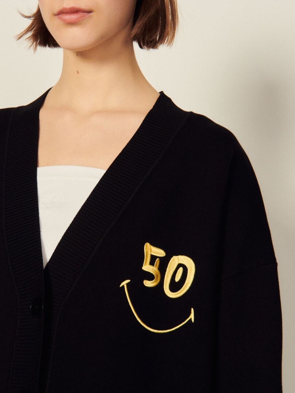 Sandro x Smiley Techno Love Oversized Knit Cardigan - Picture 3 of 5